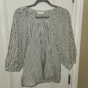 LC Lauren Conrad Green And White Striped Blouse